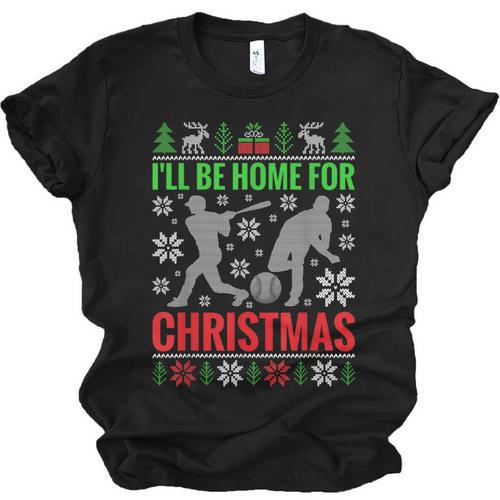 I'Ll Be Home For Christmas Baseball Xmas Unisex Jersey T-Shirt - Sportilla