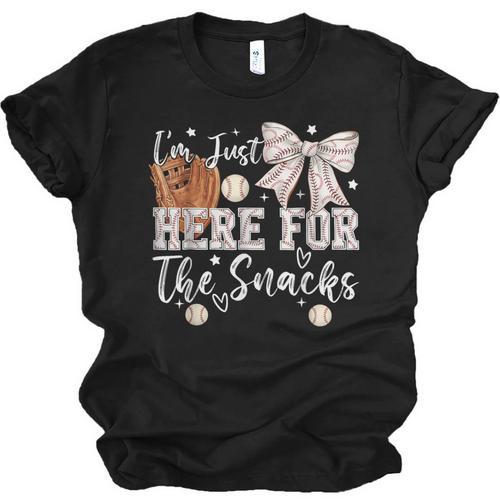 I'm Just Here For The Snacks Baseball Coquette Game Day Girl Unisex Jersey T-Shirt - Sportilla