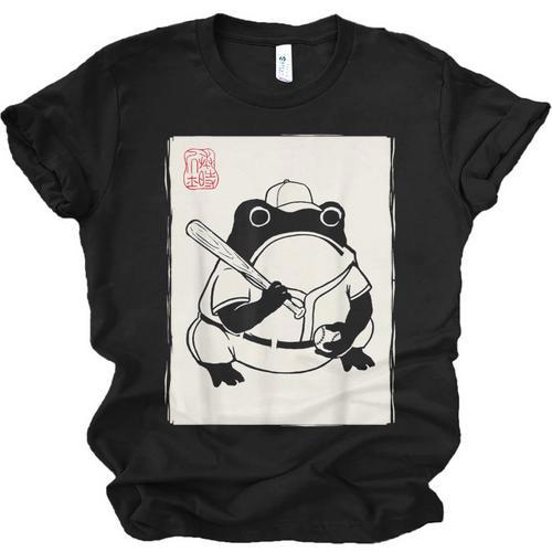 Japanese Grumpy Frog Baseball Player Baseball Unisex Jersey T-Shirt - Sportilla