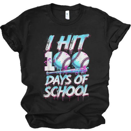 Kids 100 Days Of School 100th Day Baseball Ice Cream Drip Unisex Jersey T-Shirt - Sportilla