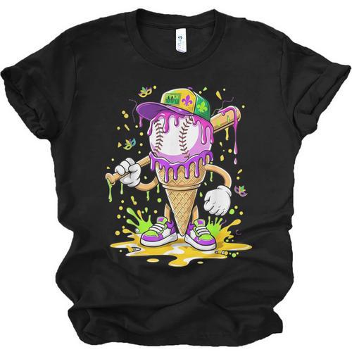 Kids Baseball Drip Ice Cream Apparel Kids Boys Mardi Gras Unisex Jersey T-Shirt - Sportilla