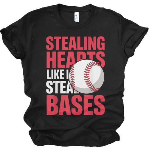 Kids Stealing Hearts Like I Steal Bases Cute Baseball Boys Unisex Jersey T-Shirt - Sportilla