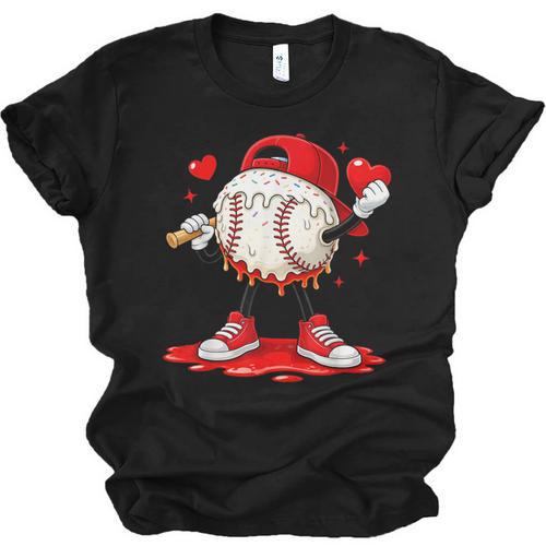 Kids Valentine Baseball Boys Valentines Day Tee Unisex Jersey T-Shirt - Sportilla