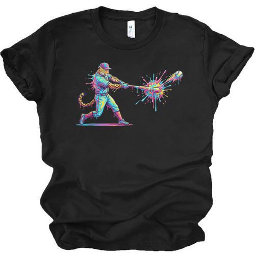 Leopard Baseball Player Ice Cream Drip For Boys Kids Unisex Jersey T-Shirt - Sportilla