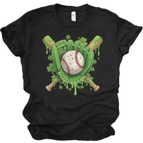 Lucky Shamrock Baseball Gloves Drip St Patrick's Day Boys Unisex Jersey T-Shirt - Sportilla