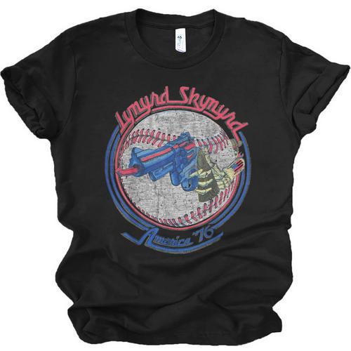Lynyrd Skynyrd Skeleton Baseball Gun US Flag Cowboy Rock Fan Unisex Jersey T-Shirt - Sportilla