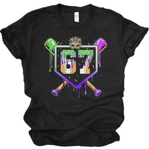 Mardi Gras Baseball Carnival Party Ice Cream Drip Boys Unisex Jersey T-Shirt - Sportilla