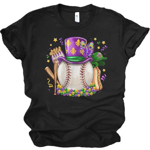 Mardi Gras Baseball Jester Hat Fleur De Lis Boys Girls Kids Unisex Jersey T-Shirt - Sportilla