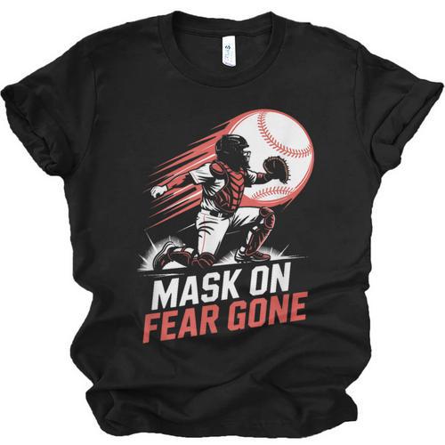 Mask On Fear Gone Baseball Catcher Softball Unisex Jersey T-Shirt - Sportilla