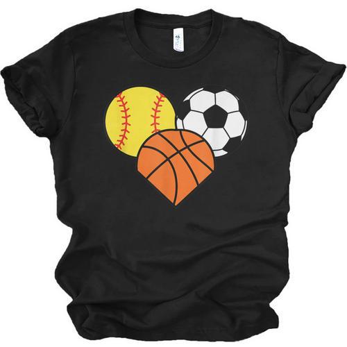 Mom Sports Heart Soccer Basketball Baseball Softball Unisex Jersey T-Shirt - Sportilla