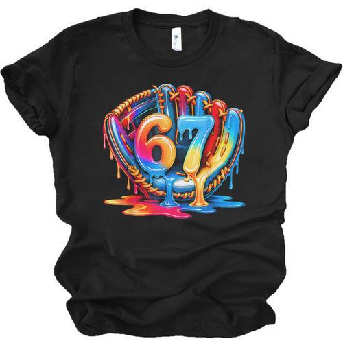 Number 67 Baseball Glove Ice Cream Drip Six Seven Meme Unisex Jersey T-Shirt - Sportilla