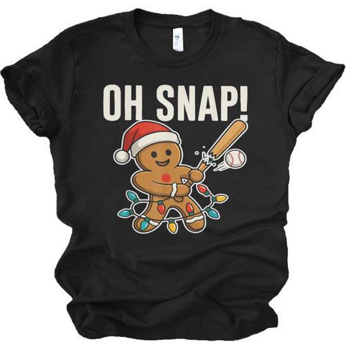 Oh Snap Gingerbreadman Christmas Baseball Humor Unisex Jersey T-Shirt - Sportilla