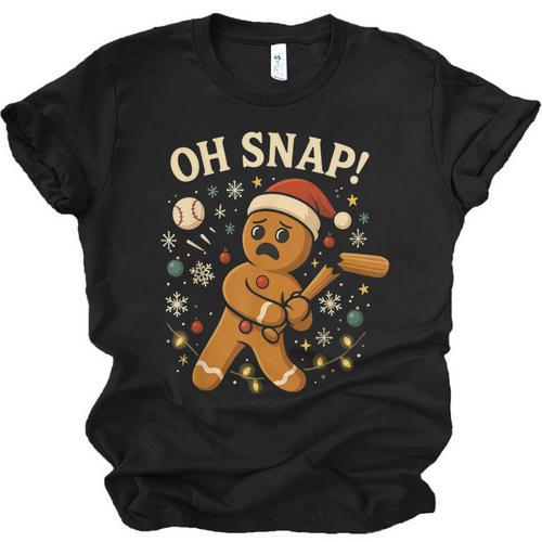 Oh Snap Gingerbreadman Christmas Baseball Unisex Jersey T-Shirt - Sportilla