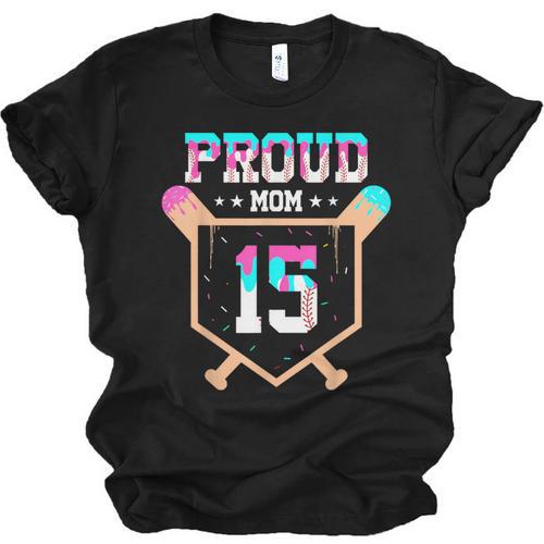 Proud Mom Baseball Player Number 15 Ice Cream Drip Unisex Jersey T-Shirt - Sportilla