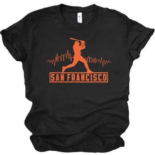 San Francisco Lovers Skyline Retro Baseball Heartbeat Men Unisex Jersey T-Shirt - Sportilla