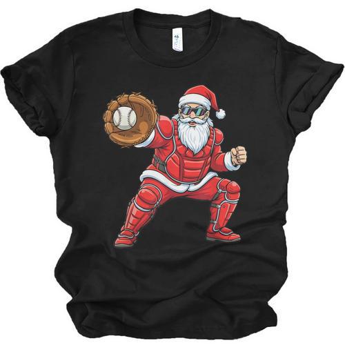 Santa Playing Baseball Baseball Lover Baseballer Xmas Unisex Jersey T-Shirt - Sportilla