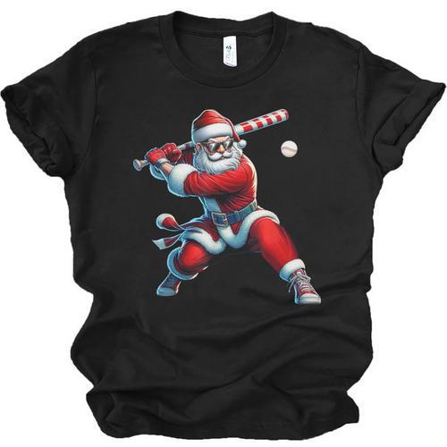 Santa Playing Baseball Men Boys Christmas Baseball Player Unisex Jersey T-Shirt - Sportilla