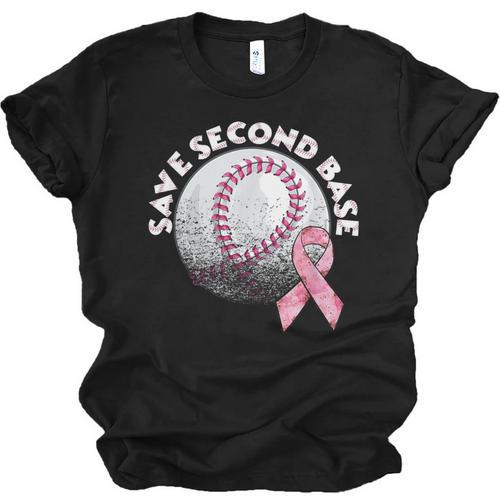 Save 2nd Base Breast Cancer Awareness Pink Ribbon Baseball Unisex Jersey T-Shirt - Sportilla