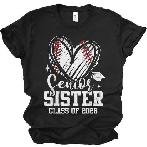 Senior Sister Class Of 2026 Baseball Graduation Heart Unisex Jersey T-Shirt - Sportilla