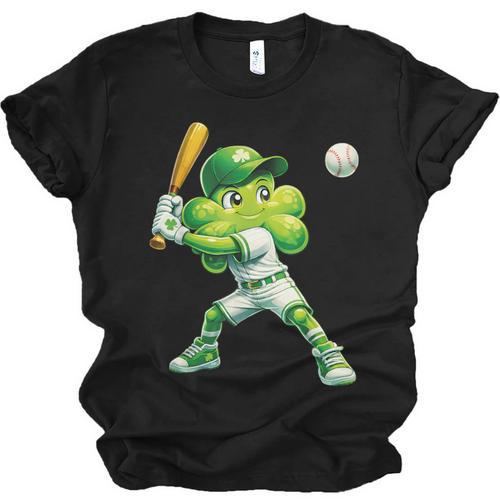 Shamrock Playing Baseball St Patricks Day Men Boys Kid Unisex Jersey T-Shirt - Sportilla