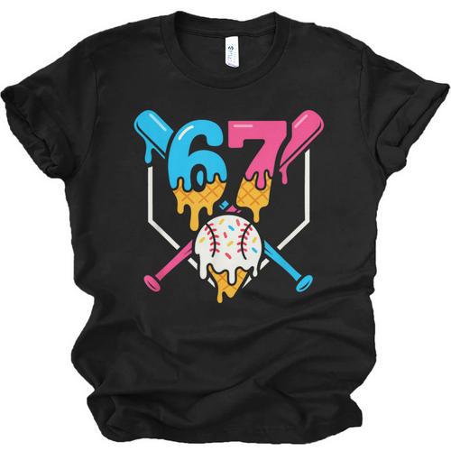 Six Seven Baseball Ice Cream Drip Cool 67 Gen Alpha Slang Unisex Jersey T-Shirt - Sportilla
