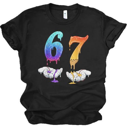 Six Seven Ice Cream Drip Cool Meme 67 Number Baseball Unisex Jersey T-Shirt - Sportilla