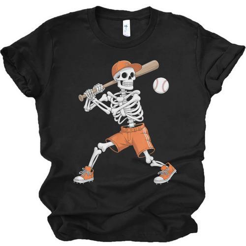 Skeleton Batting Baseball Halloween Unisex Jersey T-Shirt - Sportilla