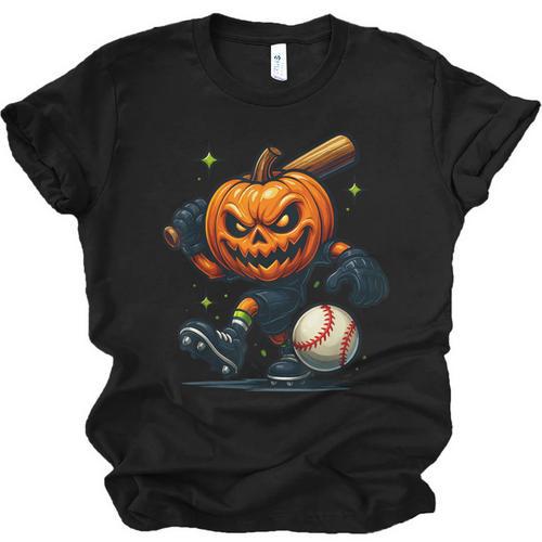 Spooky Halloween Scary Pumpkin Baseball Player Witchy Vibes Unisex Jersey T-Shirt - Sportilla