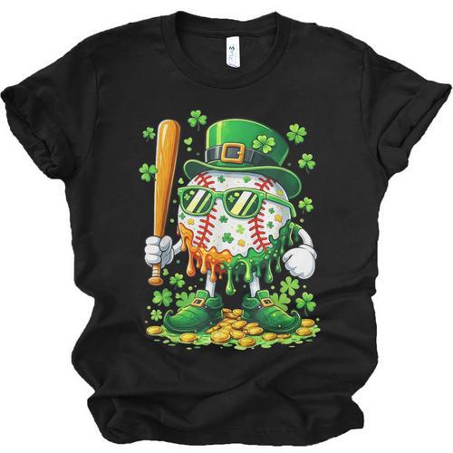 St Patricks Day Baseball Ice Cream Baseball Player Cartoon Unisex Jersey T-Shirt - Sportilla