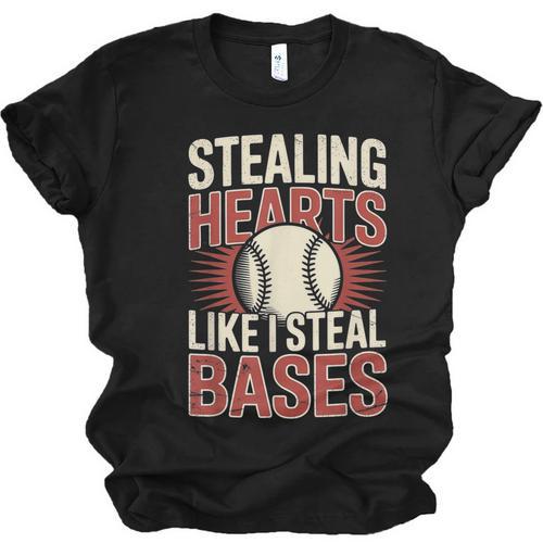 Stealing Hearts Like I Steal Bases Baseball Valentine Retro Unisex Jersey T-Shirt - Sportilla