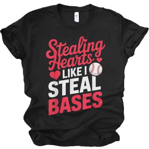 Stealing Hearts Like I Steal Bases Cute Baseball Valentine Unisex Jersey T-Shirt - Sportilla