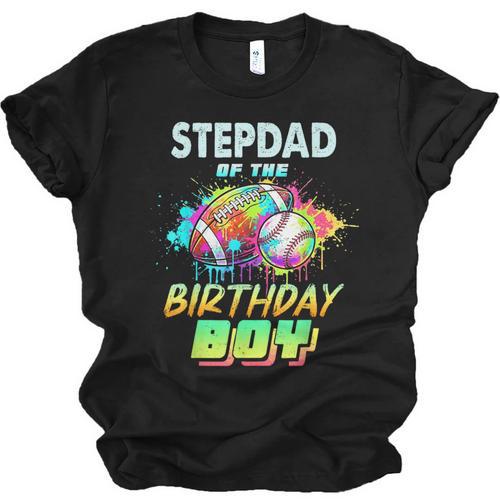 Stepdad Of The Birthday Boy Baseball Football Colorful Unisex Jersey T-Shirt - Sportilla