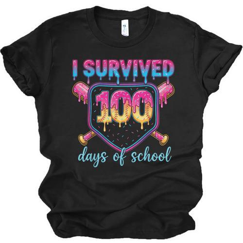 I Survived 100 Days Of School Baseball 100th Day Kids Girls Unisex Jersey T-Shirt - Sportilla