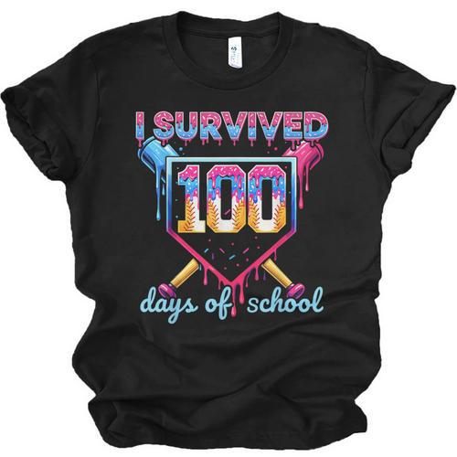 I Survived 100 Days Of School Baseball Boys Students Unisex Jersey T-Shirt - Sportilla