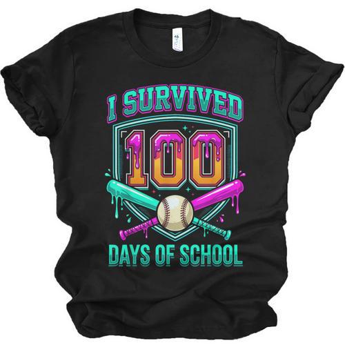 I Survived 100 Days Of School Baseball Drip Unisex Jersey T-Shirt - Sportilla