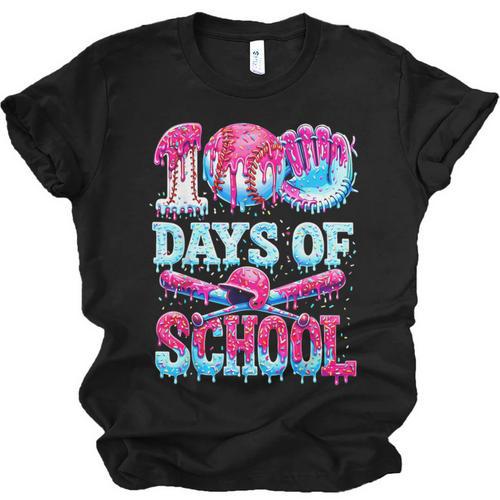 Survived 100 Days Of School Baseball Ice Cream Drip Boy Kids Unisex Jersey T-Shirt - Sportilla