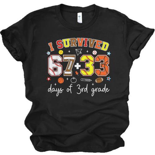 I Survived 6733 Days Of 3rd Grade Baseball Football 100 Day Unisex Jersey T-Shirt - Sportilla