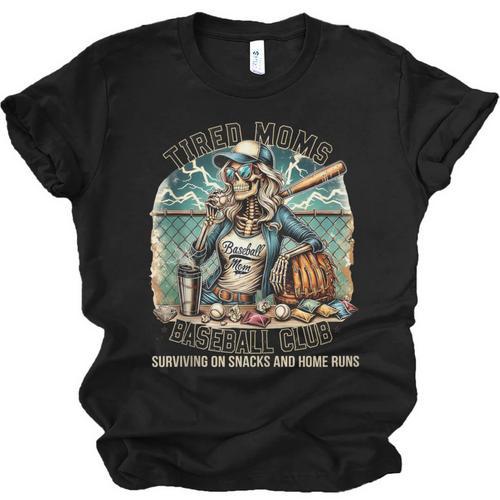 Tired Mom's Baseball Club Surviving On Snacks And Home Runs Unisex Jersey T-Shirt - Sportilla