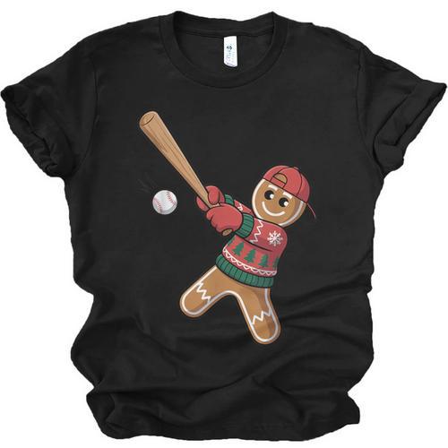 Ugly Christmas Sweater Gingerbread Baseball Toddler Kids Unisex Jersey T-Shirt - Sportilla