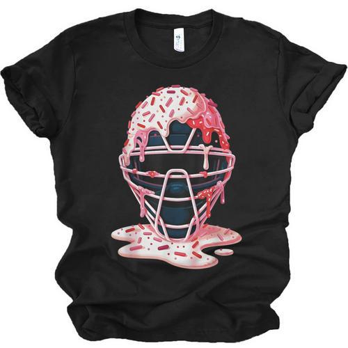 Valentine Baseball Catcher Mask Ice Cream Drip Tee For Boys Unisex Jersey T-Shirt - Sportilla