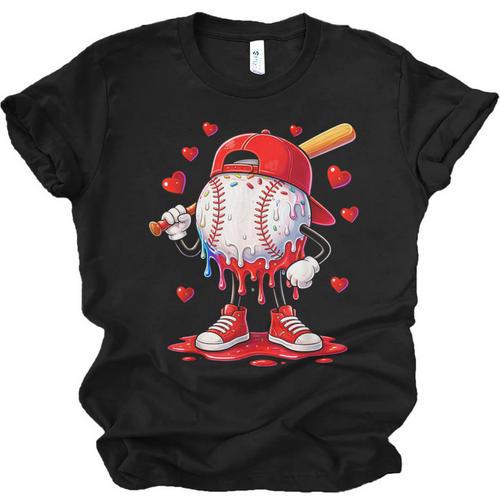 Valentine Baseball Heart Drip Sport Love Valentines Day Boys Unisex Jersey T-Shirt - Sportilla