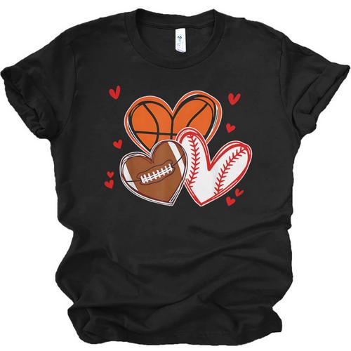 Valentines Baseball Basketball Football Heart Boy Men Unisex Jersey T-Shirt - Sportilla