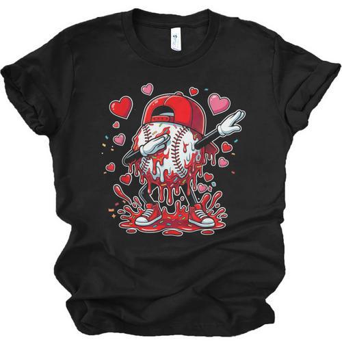 Valentines Baseball Toddler Boys Kids Dabbing Baseball Drip Unisex Jersey T-Shirt - Sportilla