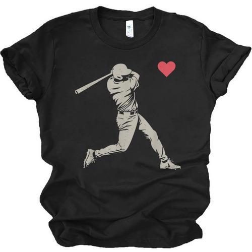 Valentines Day Baseball Batter Silhouette Heart Men Boy Kids Unisex Jersey T-Shirt - Sportilla