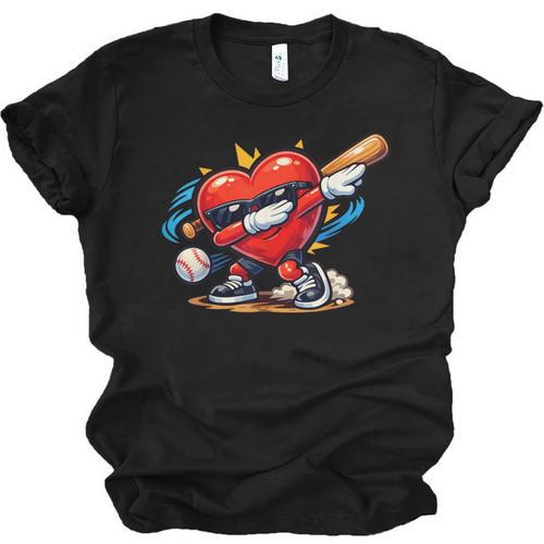Valentines Day Baseball Dabbing Red Heart Love Boys Unisex Jersey T-Shirt - Sportilla