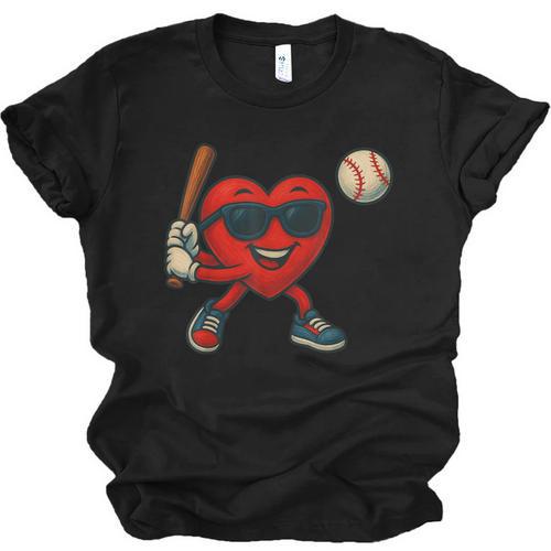 Valentines Day Baseball Red Heart Love Boys Kids Tee Unisex Jersey T-Shirt - Sportilla