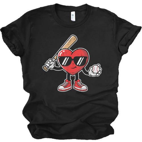 Valentines Day Heart Baseball Player Sports Boys Kids Men Unisex Jersey T-Shirt - Sportilla