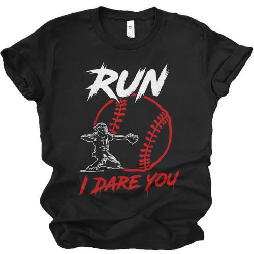 Vintage Baseball Catcher Boys Go Ahead Run I Dare You Unisex Jersey T-Shirt - Sportilla