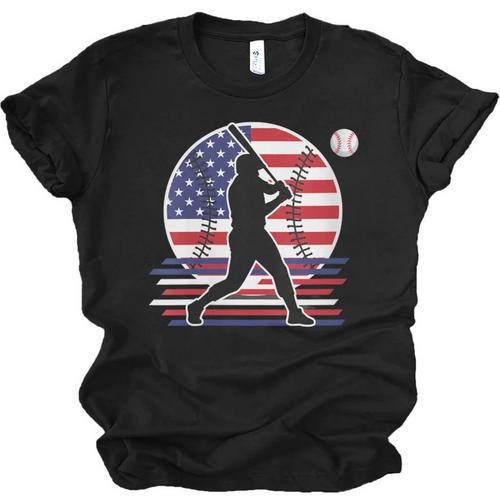 Women's Batter Patriotic American Flag Baseball Silks Unisex Jersey T-Shirt - Sportilla