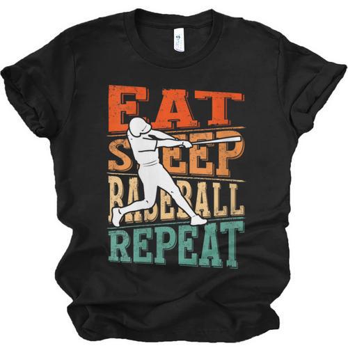 Women's Eat Sleep Baseball Repeat Vintage Player Sport Lover Retro Unisex Jersey T-Shirt - Sportilla
